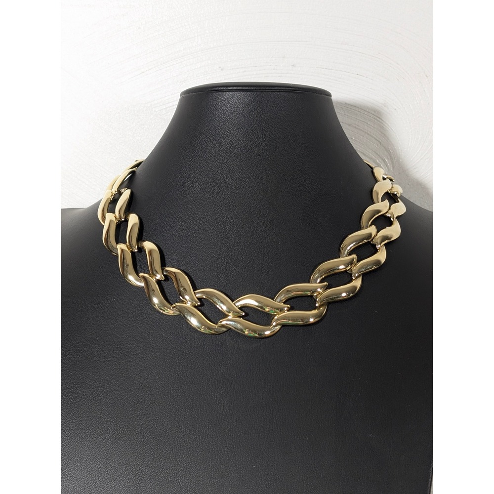 Vintage Gold‎ Tone Bold Chunky Open Link Statement Necklace 19"